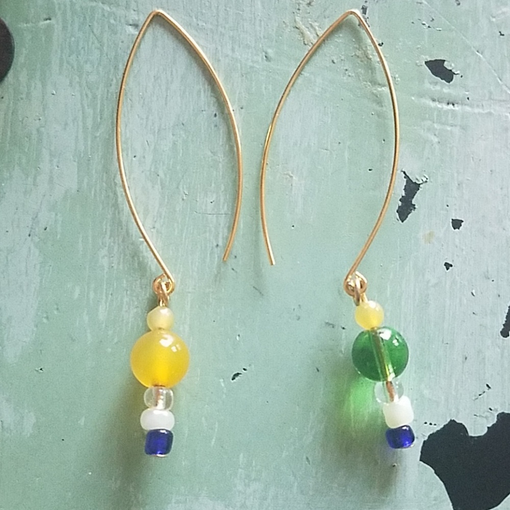 Yellow and Green Scene Earrings